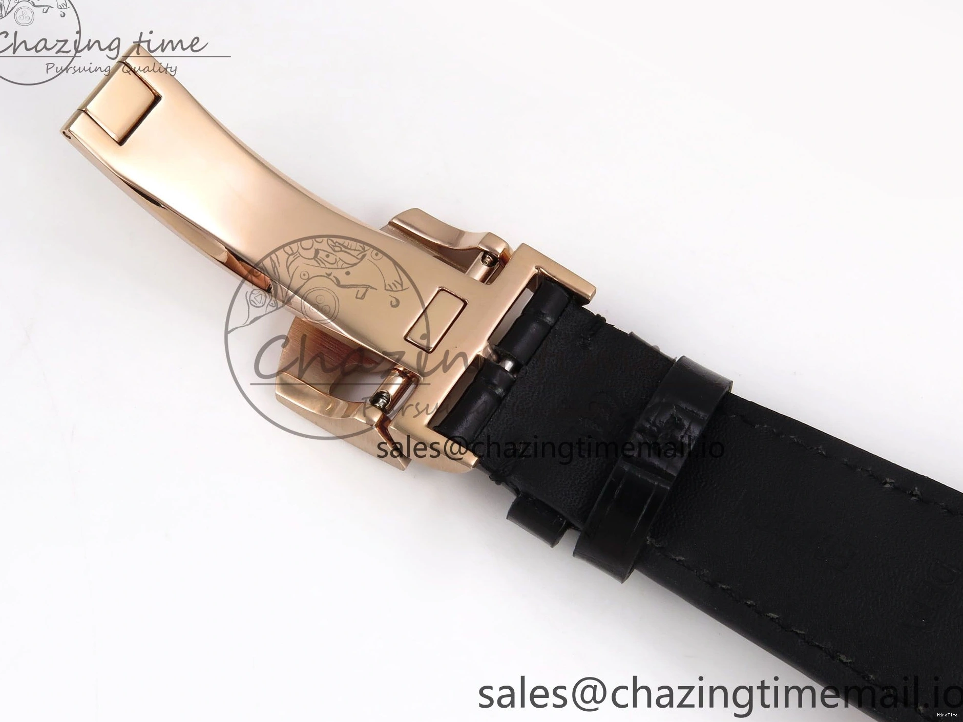 MIROTIME 0110 Portugieser Automatic 42mm RG APSF 1:1 Best Edition Black Dial on Black Leather Strap A Original 7007